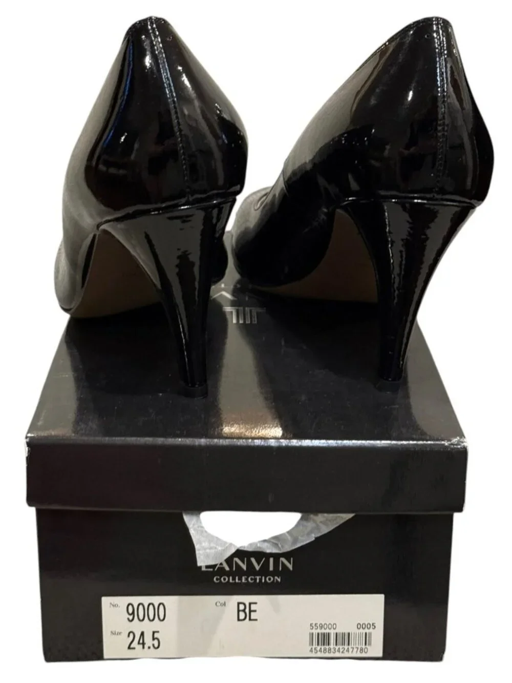 Lanvin Collection Black Patent Leather High Heels 24.5/7.5 US With Box